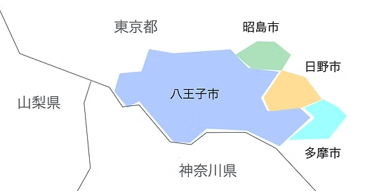 リファイン八王子の訪問エリア地図(八王子市・日野市・昭島市・多摩市)